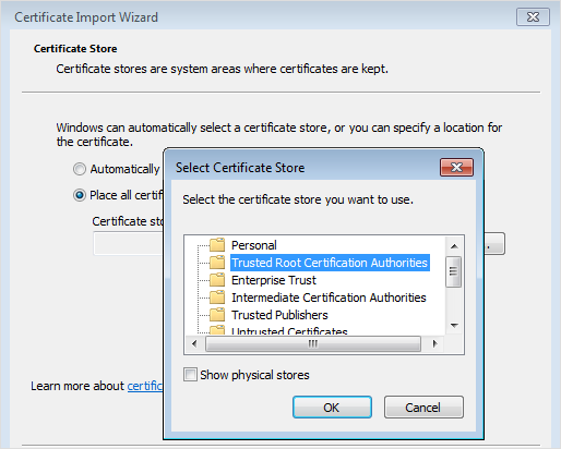 certificate import wizard