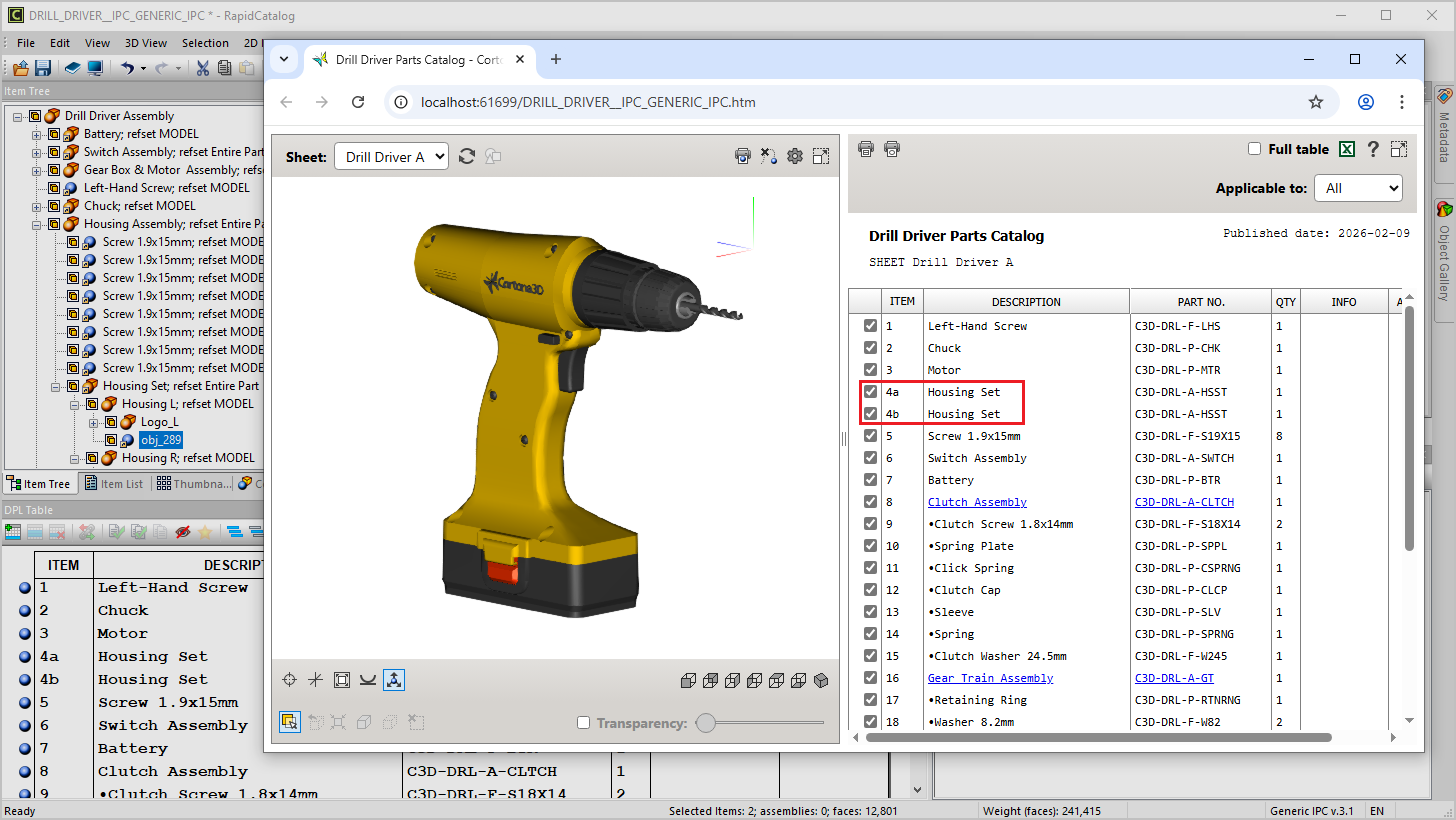 Support for Item Variants for DPL rows