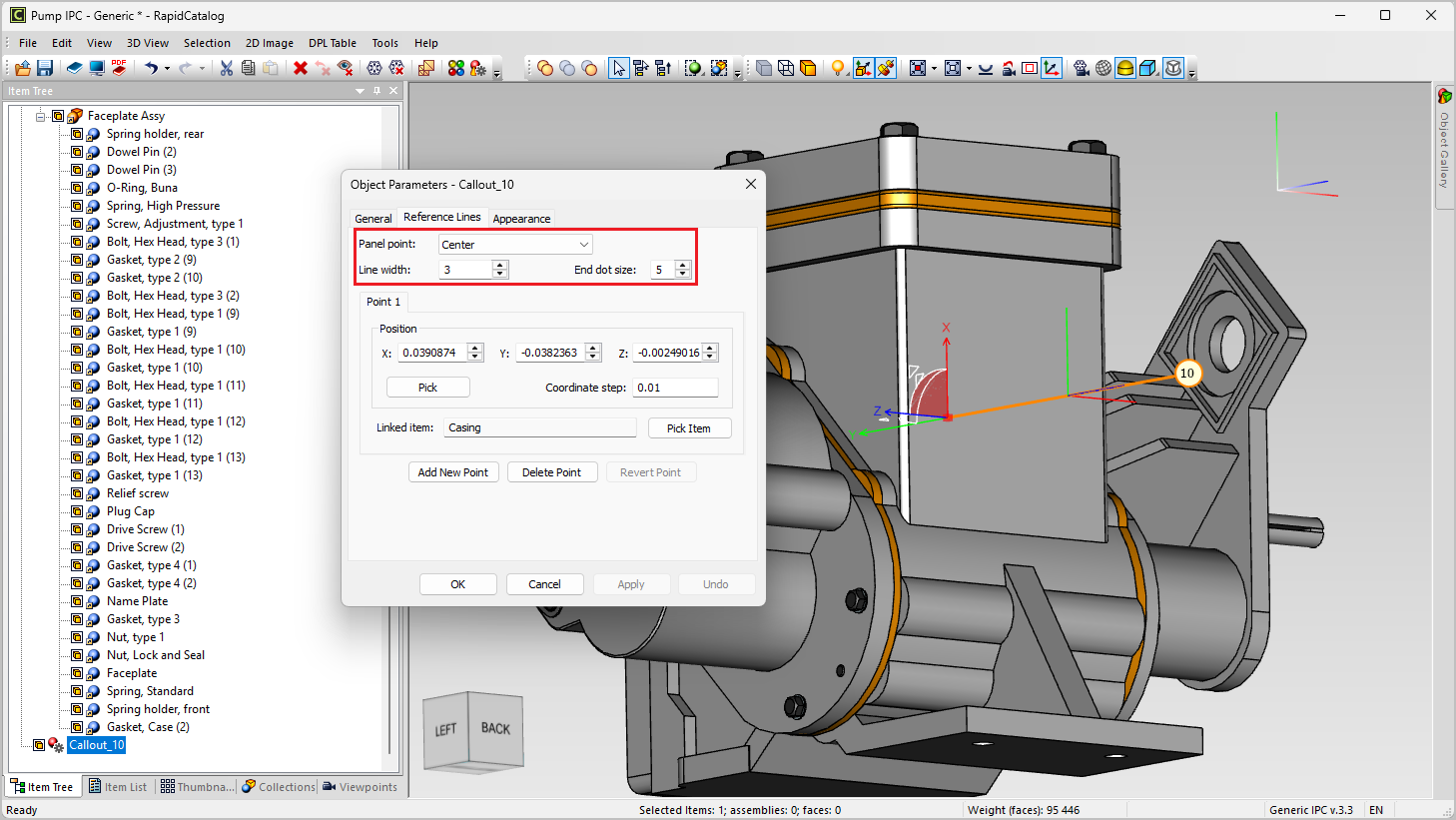 Editing the line width and dash style of a callout
